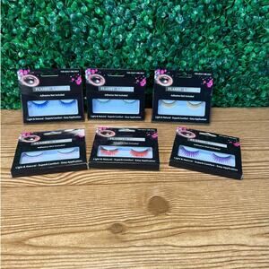 Bundle of 6 New Fashion Eyelashes Bold Colors Red Purple Pink Green Cosplay